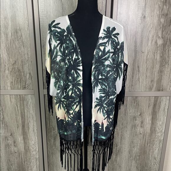Lira tropical open front kimono/swim cover women's L - Picture 1 of 10